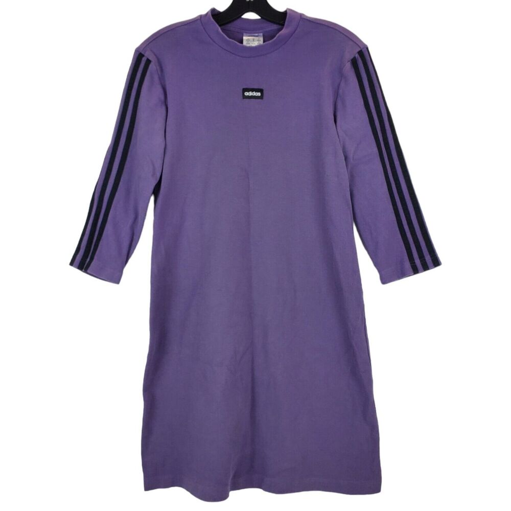 ADIDAS Dress Womens Medium Blue Black 3 Stripes Tunic Athleisure Shirt Outdoor